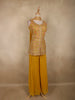 Yellow Floral Embroidered Georgette Palazzo Suit