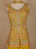 Yellow Floral Embroidered Georgette Palazzo Suit