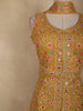 Yellow Floral Embroidered Georgette Palazzo Suit