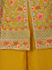 Yellow Floral Embroidered Georgette Palazzo Suit