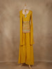 Yellow Floral Embroidered Georgette Palazzo Suit