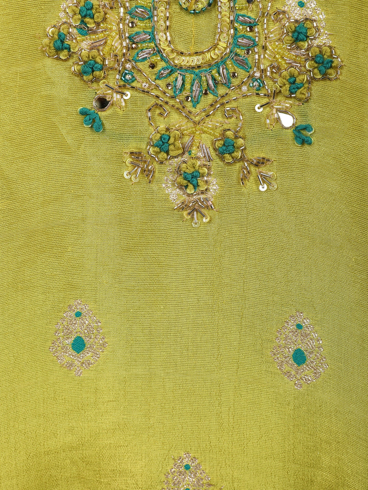 Yellow Floral Embroidered Silk Sharara Set - Diadem