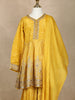 Yellow Floral Embroidered Tissue Silk Kids Sharara Suit with Dupatta