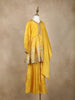 Yellow Floral Embroidered Tissue Silk Kids Sharara Suit with Dupatta