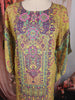 Yellow Floral Printed Cotton Kaftan Suit