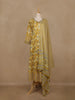 Yellow Floral Printed Cotton Salwar Suit With Dupatta