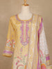 Yellow Floral Printed Cotton Salwar Suit With Dupatta - Diadem