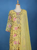 Yellow Floral Printed Cotton Salwar Suit With Dupatta