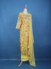 Yellow Floral Printed Cotton Salwar Suit With Dupatta