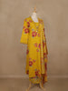 Yellow Floral Printed Cotton Salwar Suit With Dupatta