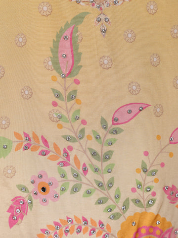 Yellow Floral Printed Cotton Salwar Suit With Dupatta - Diadem