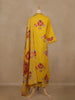 Yellow Floral Printed Cotton Salwar Suit With Dupatta