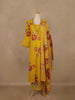 Yellow Floral Printed Cotton Salwar Suit With Dupatta
