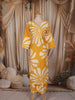 Yellow Floral Printed Design Cotton Straight Cut Salwar Suit