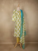 Yellow Floral Printed Design Cotton Straight Cut Salwar Suit with Dupatta