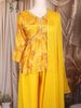 Yellow Floral Printed Design Peplum Top Palazzo Suit with Dupatta