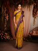 Yellow Floral Printed Kota Cotton Saree with Contrast Woven Border