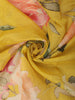 Yellow Floral Printed Kota Cotton Saree with Contrast Woven Border