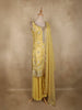 Yellow Floral Sequins And Beads Embroidered Design Organza Palazzo Suit with Dupatta