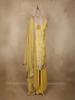 Yellow Floral Sequins And Beads Embroidered Design Organza Palazzo Suit with Dupatta