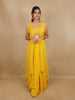 Yellow Floral Sequins Embroidered Chiffon Skirt Top