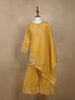 Yellow Floral Sequins Embroidered Kids Tissue Silk Palazzo suit with Dupatta