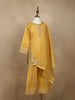 Yellow Floral Sequins Embroidered Kids Tissue Silk Palazzo suit with Dupatta