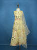 Yellow Floral Sequins Embroidered Net Kids Lehenga With Dupatta