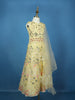 Yellow Floral Sequins Embroidered Net Kids Lehenga With Dupatta