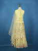 Yellow Floral Sequins Embroidered Net Kids Lehenga With Dupatta