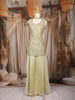 Yellow Floral Sequins Embroidered Organza Palazzo Suit