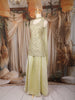 Yellow Floral Sequins Embroidered Organza Palazzo Suit