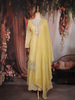 Yellow Floral Sequins Embroidered Tissue Silk Sharara Suit With Dupatta