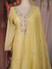 Yellow Floral Sequins Embroidered Tissue Silk Sharara Suit With Dupatta