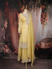 Yellow Floral Sequins Embroidered Tissue Silk Sharara Suit With Dupatta