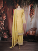 Yellow Floral Sequins Embroidered Tissue Silk Sharara Suit With Dupatta