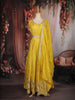 Yellow Floral Sequins and Beads Embroidered Desig Tissue Silk Gown with Dupatta
