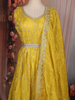 Yellow Floral Sequins and Beads Embroidered Desig Tissue Silk Gown with Dupatta