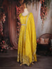 Yellow Floral Sequins and Beads Embroidered Desig Tissue Silk Gown with Dupatta