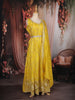 Yellow Floral Sequins and Beads Embroidered Desig Tissue Silk Gown with Dupatta