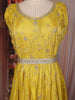 Yellow Floral Sequins and Beads Embroidered Desig Tissue Silk Gown with Dupatta