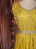 Yellow Floral Sequins and Beads Embroidered Desig Tissue Silk Gown with Dupatta