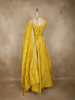 Yellow Floral Sequins and Beads Embroidered Design Semi Silk Gown with Dupatta