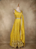 Yellow Floral Sequins and Beads Embroidered Design Semi Silk Gown with Dupatta