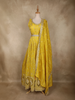 Yellow Floral Sequins and Beads Embroidered Design Semi Silk Gown with Dupatta