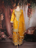 Yellow Floral Sequins and Beads Embroidered Design Tissue Palazzo Suit