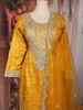 Yellow Floral Sequins and Beads Embroidered Design Tissue Palazzo Suit