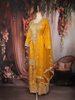 Yellow Floral Sequins and Beads Embroidered Design Tissue Palazzo Suit