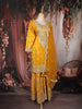 Yellow Floral Sequins and Beads Embroidered Design Tissue Palazzo Suit
