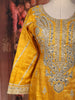 Yellow Floral Sequins and Beads Embroidered Design Tissue Palazzo Suit